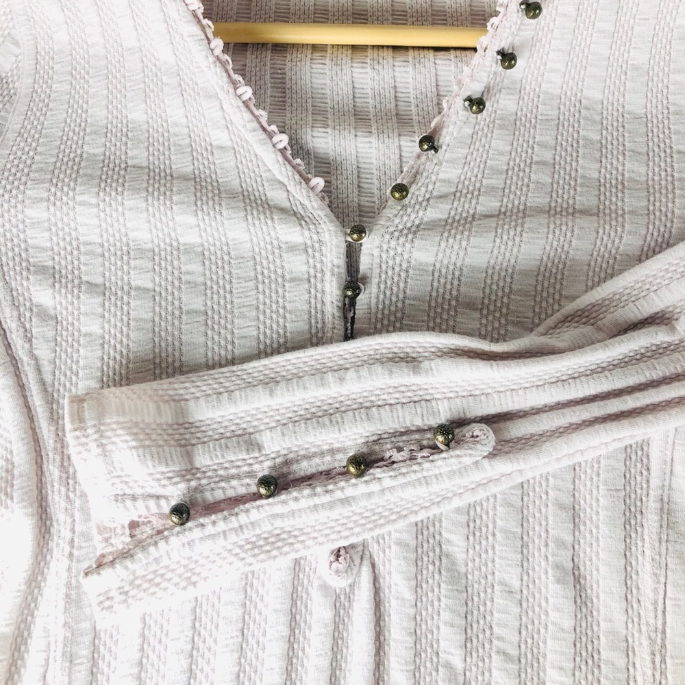 Free People Fitted Ribbed Ballet Pink Henley - Picture 12 of 16